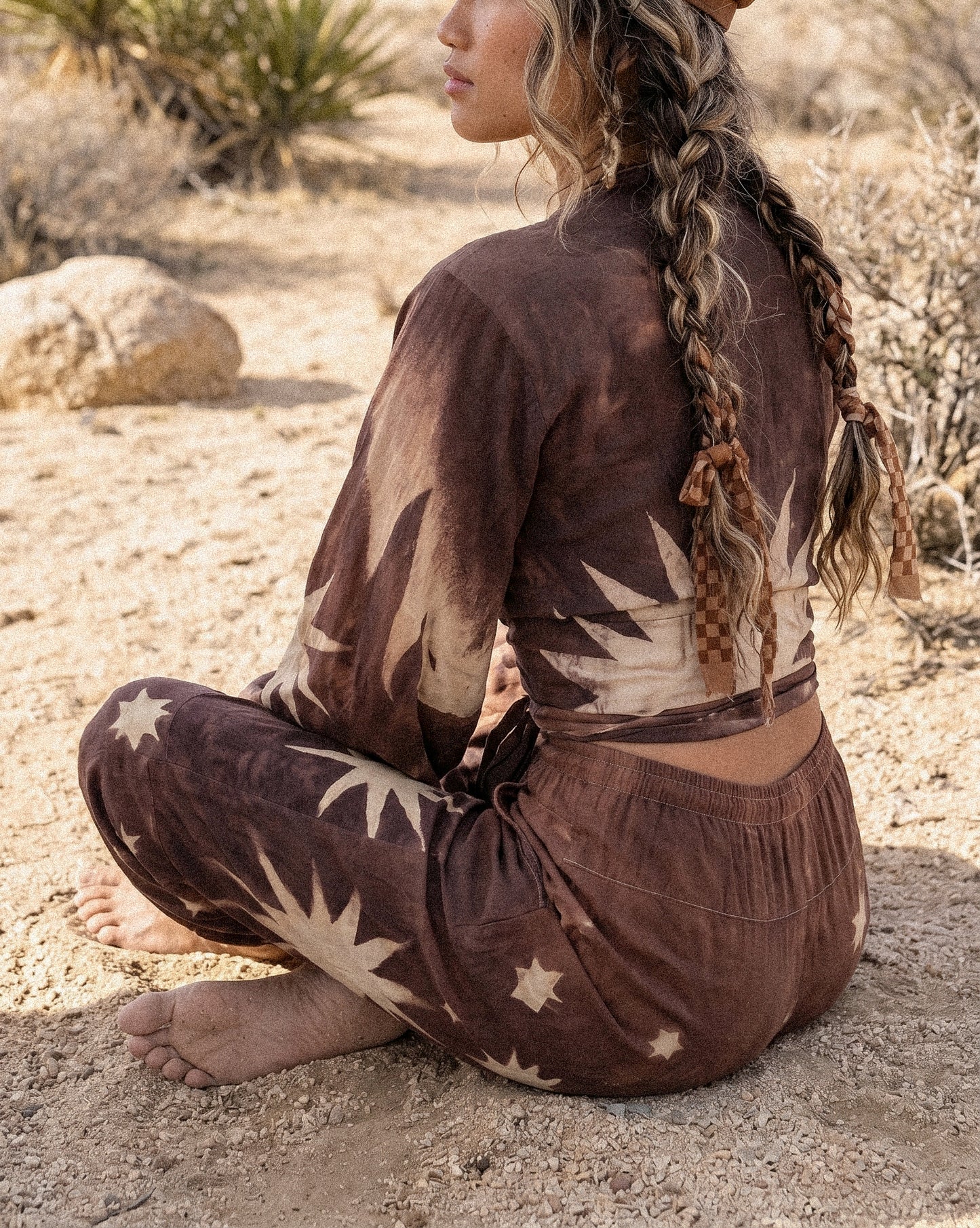Small/Medium -Mauve Celestial Starburst  Parachutte Pants - Lotus Waste "Silk" - Milky/Soft - Soft Spandex stretch waist