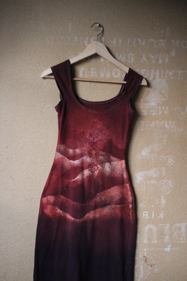 Small -OOAK OG Basket Dress - Charcoal Embers - Marked down for misplaced dye marks