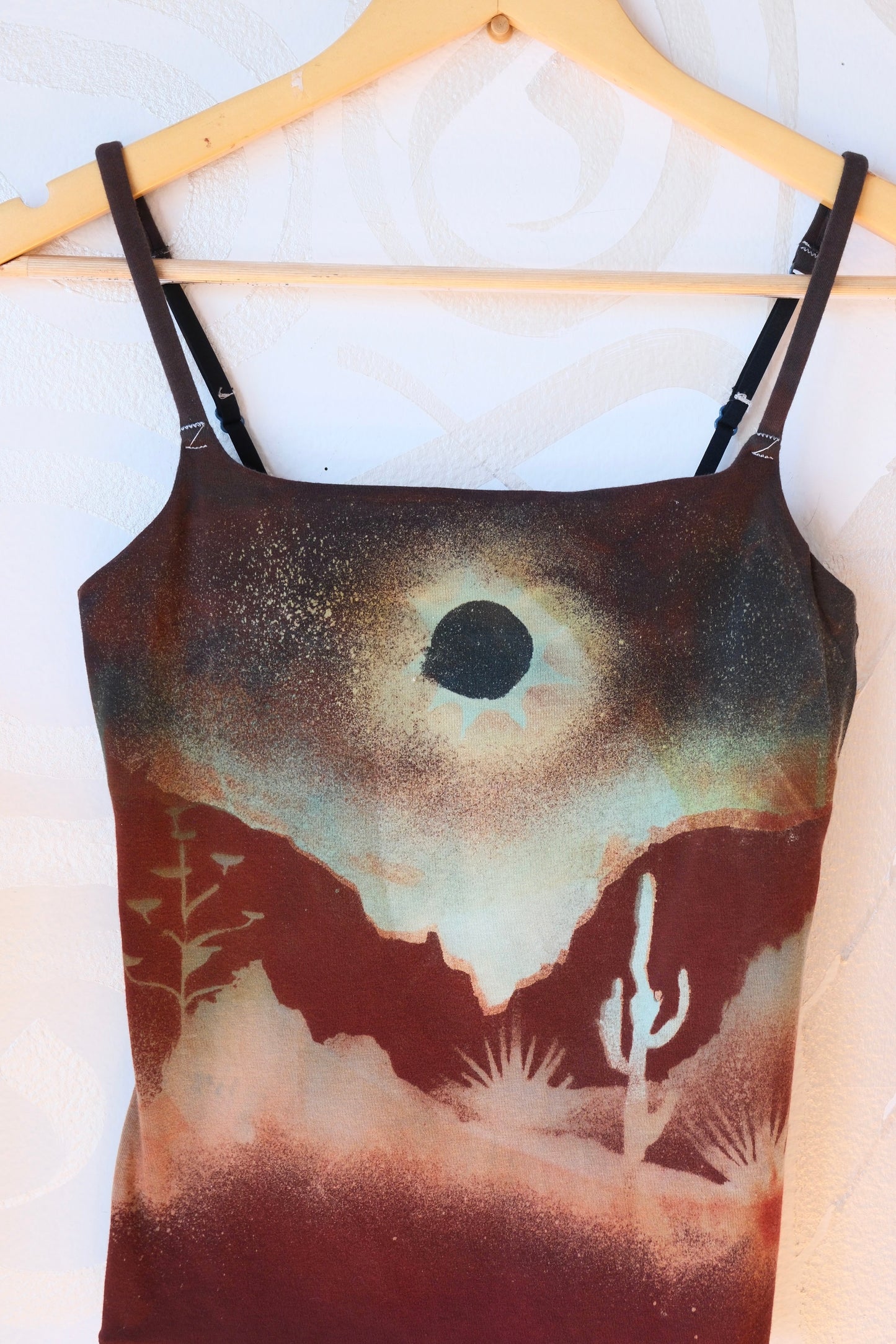 Medium -Eclipse over the Canyons-  Cami Tank Top  - 91% organic cotton and 9% elastane
