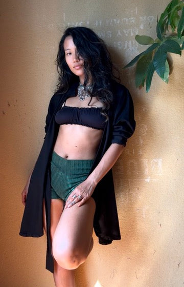 Made To Order 3/4 Weeks - BLACK Wrap Top/Cover Up - Zhinh basics -Organic Lotus/Aloe or Banana cotton Fabric  S/M-M/L- Made to Order-Choose your Plant Medicine Fabric