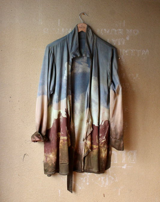 S/M/L- Desert Lotus Wrap Top- Made from Organic Lotus Agricultural waste - Screen printed- dyed- Hawk