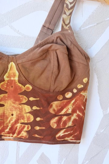 XL-Heat wave- Corset Tank Top - Handpainted OOAk Design- 91% organic cotton and 9% elastane