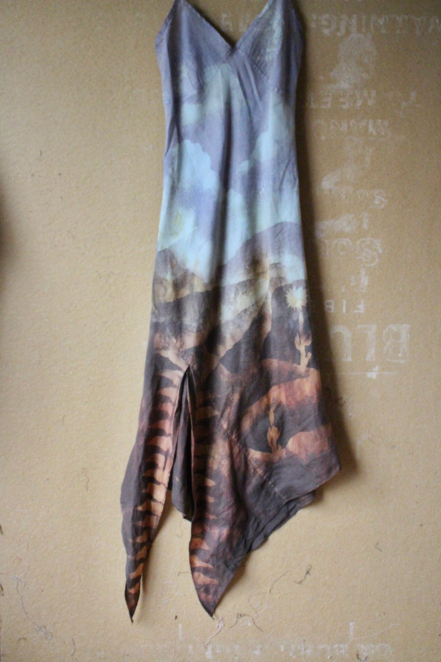 Fits XS-Small - Unique Hem Slit Linen Dress - 100% Linen Dress Upcycled