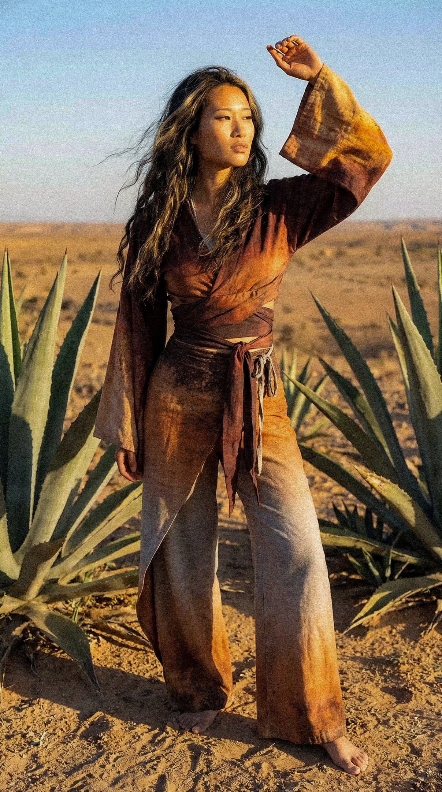 1 PRE-ORDER Slot - OXIDATION Of the World - Kimono Wrap top - Rusty Sign in Thailand - Milky Lotus Waste Fabric- XS/S  S/M.  M/L