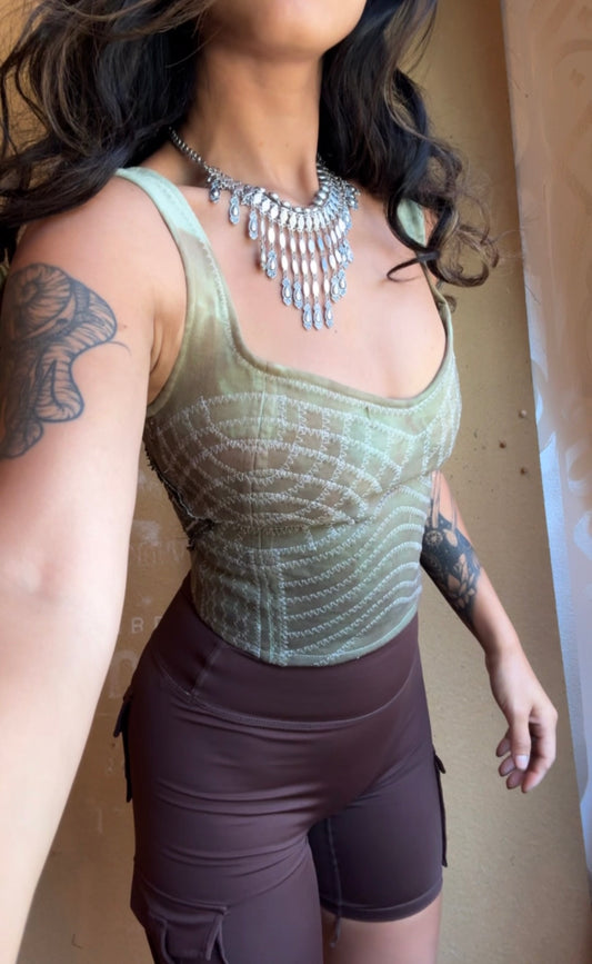 Small/Medium - Moss Agate Continuum Corset Top