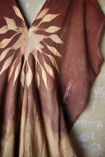 New! RTS (ready to ship) Solar Sun Dress Henka Dress -Fits S/M/L/XL -Midi - Tie back Rope- 100% open weave cotton -deadstock fabric