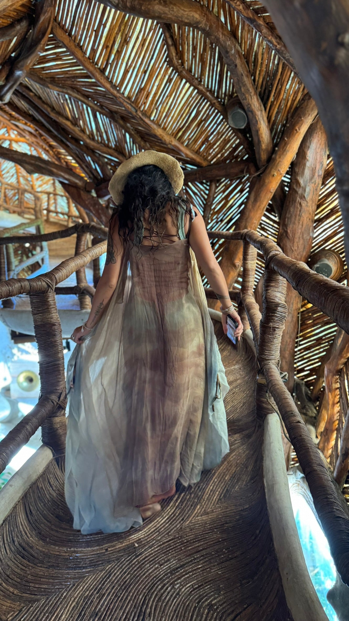 Free size - Aura EXPANSE 100% Dead stock Silk Chiffon Cover up translucent dress - Adjustable straps- Finger straps for wings