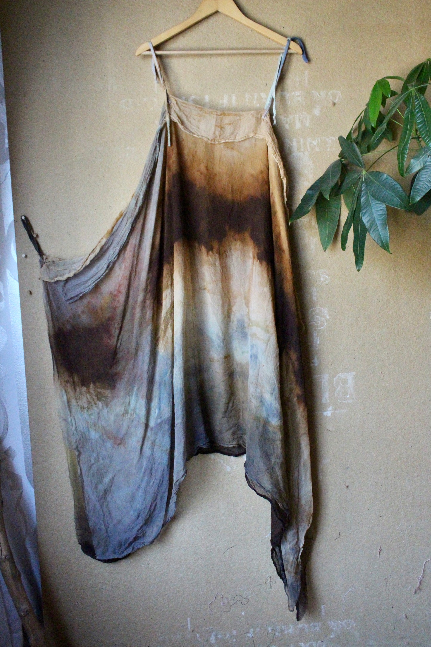Free Size - Expanse Cover up Dress- 100% Dead stock Silk Chiffon - Hand dyed - Adjustable straps- winged-