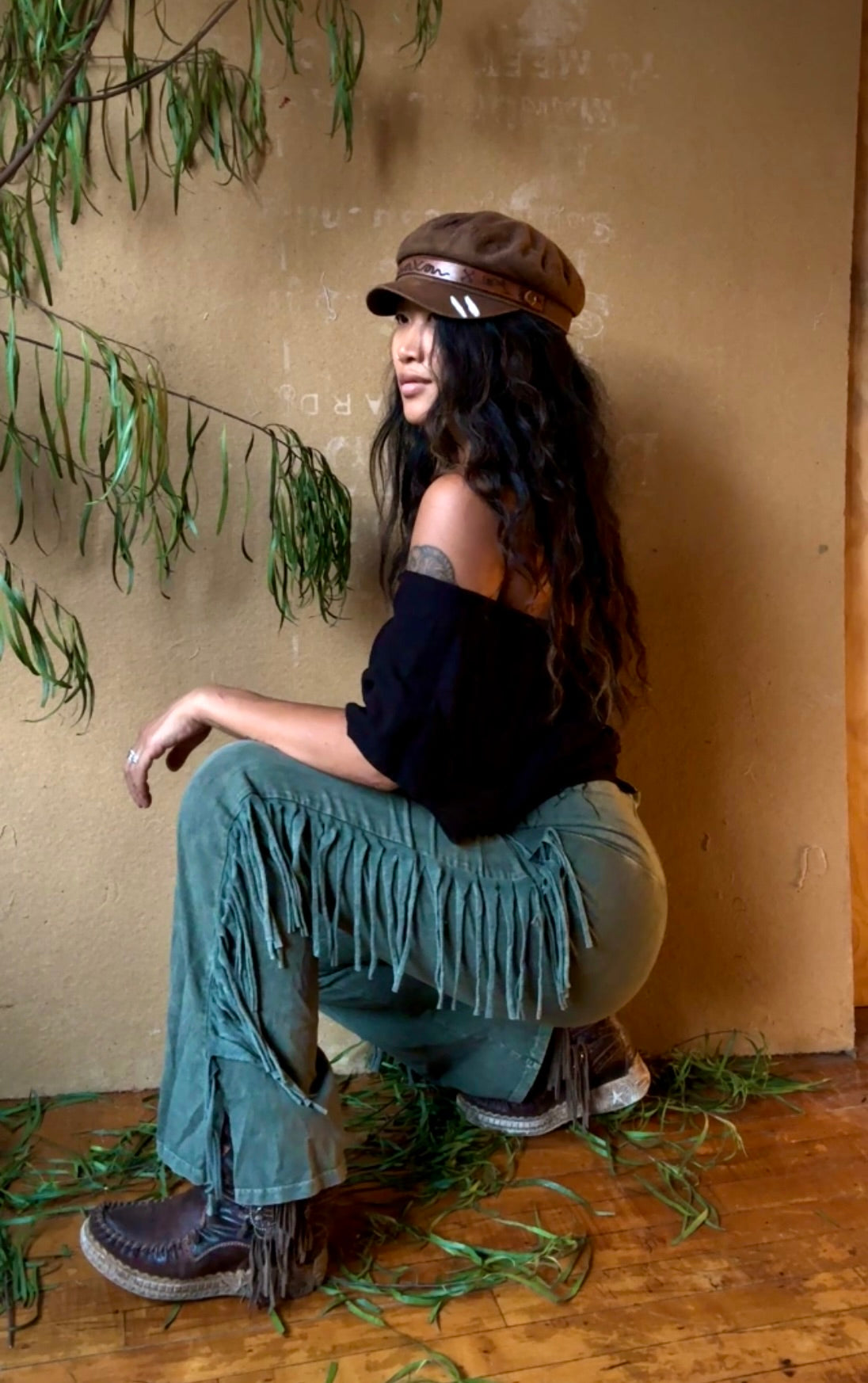 Newly Restocked! Agave -Ready To Ship - S/M/L/XL Chap Fringe Legging Semi Flares -Pants - Lounge/Yoga/Dancing/Festival wear -Made In LA, California - super soft - sturdy medium/heavy weight - 96% Cotton 4%Spandex