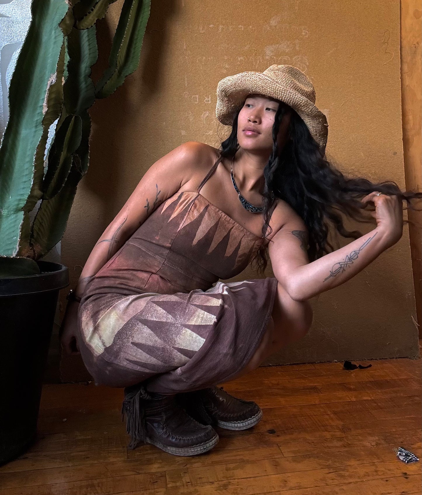 Medium- Terracotta Mountain Dress  - Stretchy Linen/Rayon  - This dress is insanely comfy - a linen fabric that is stretchy and maintains the linen like texture... (Copy)