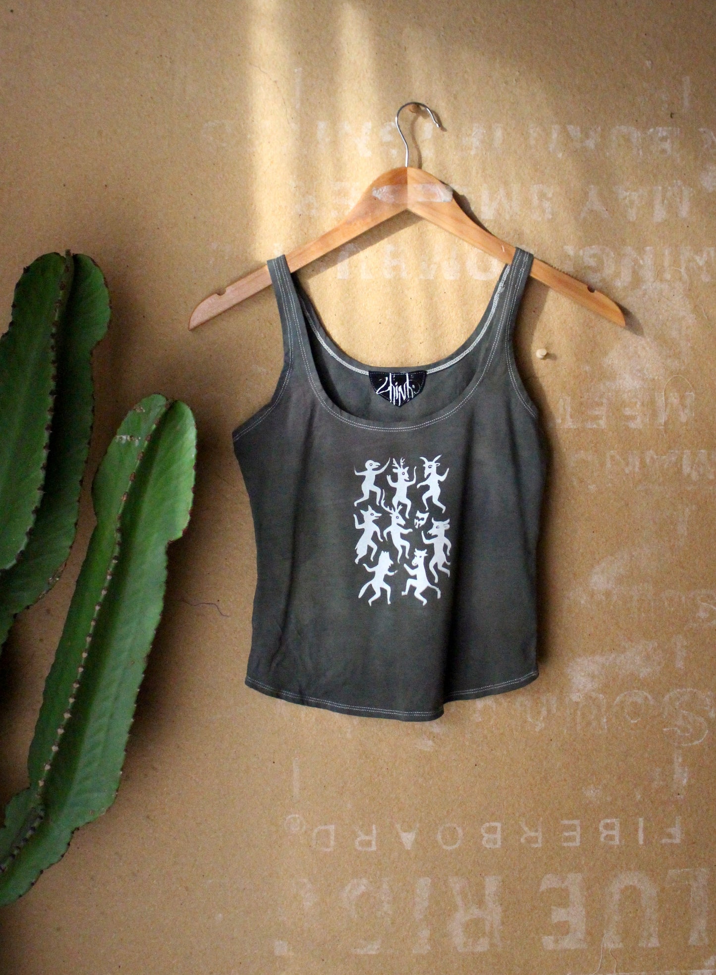 Small-  Celebration Of life Print - Screen Printed -Dark Teal grey/slate -Tank Top - Bambboo/cotton/spndx