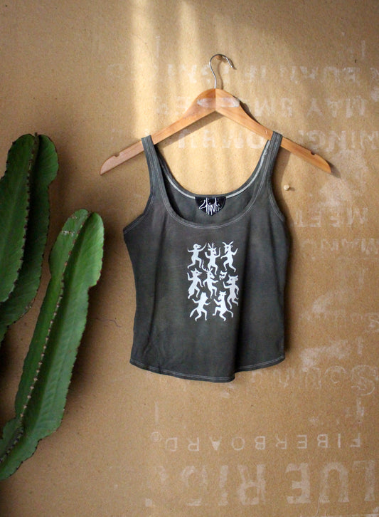 Small- Celebration Of life Print - Screen Printed -Dark Teal grey/slate -Tank Top - Bambboo/cotton/spndx