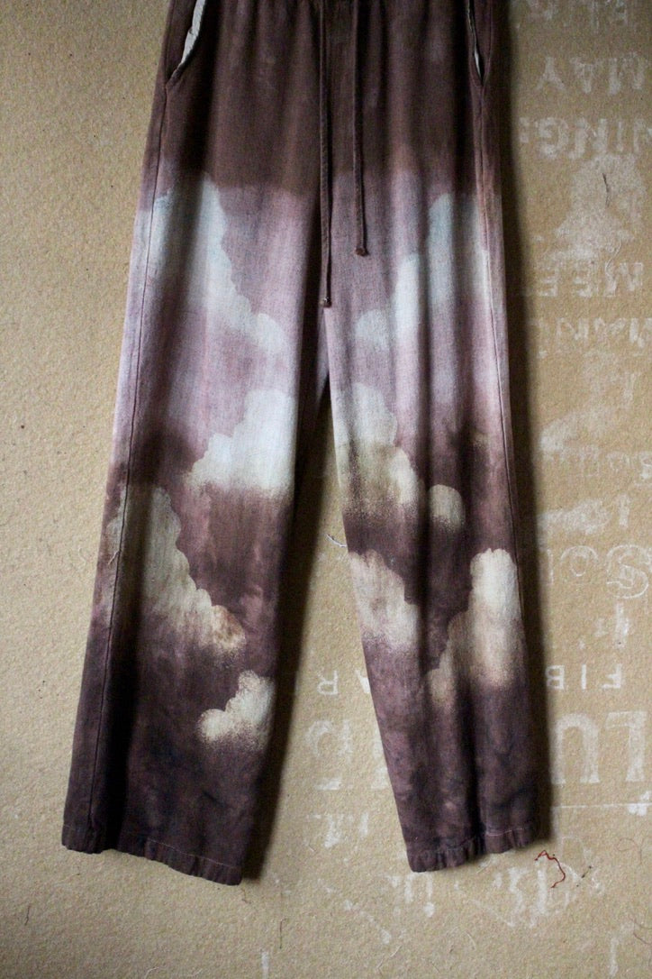 Small- Tall -Long- Deep Mauve Skies - Linen - Stretchy Waistband