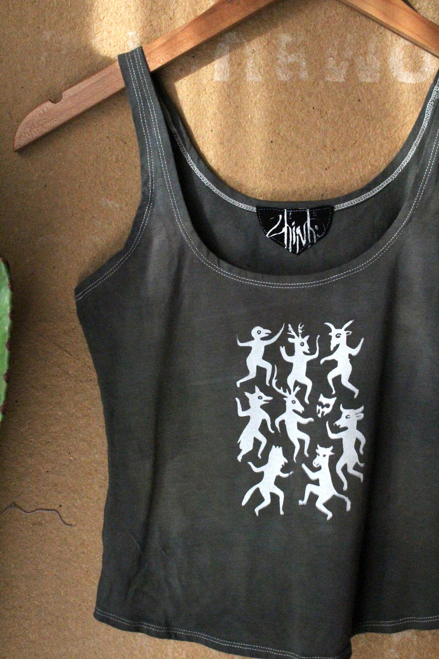 Small-  Celebration Of life Print - Screen Printed -Dark Teal grey/slate -Tank Top - Bambboo/cotton/spndx