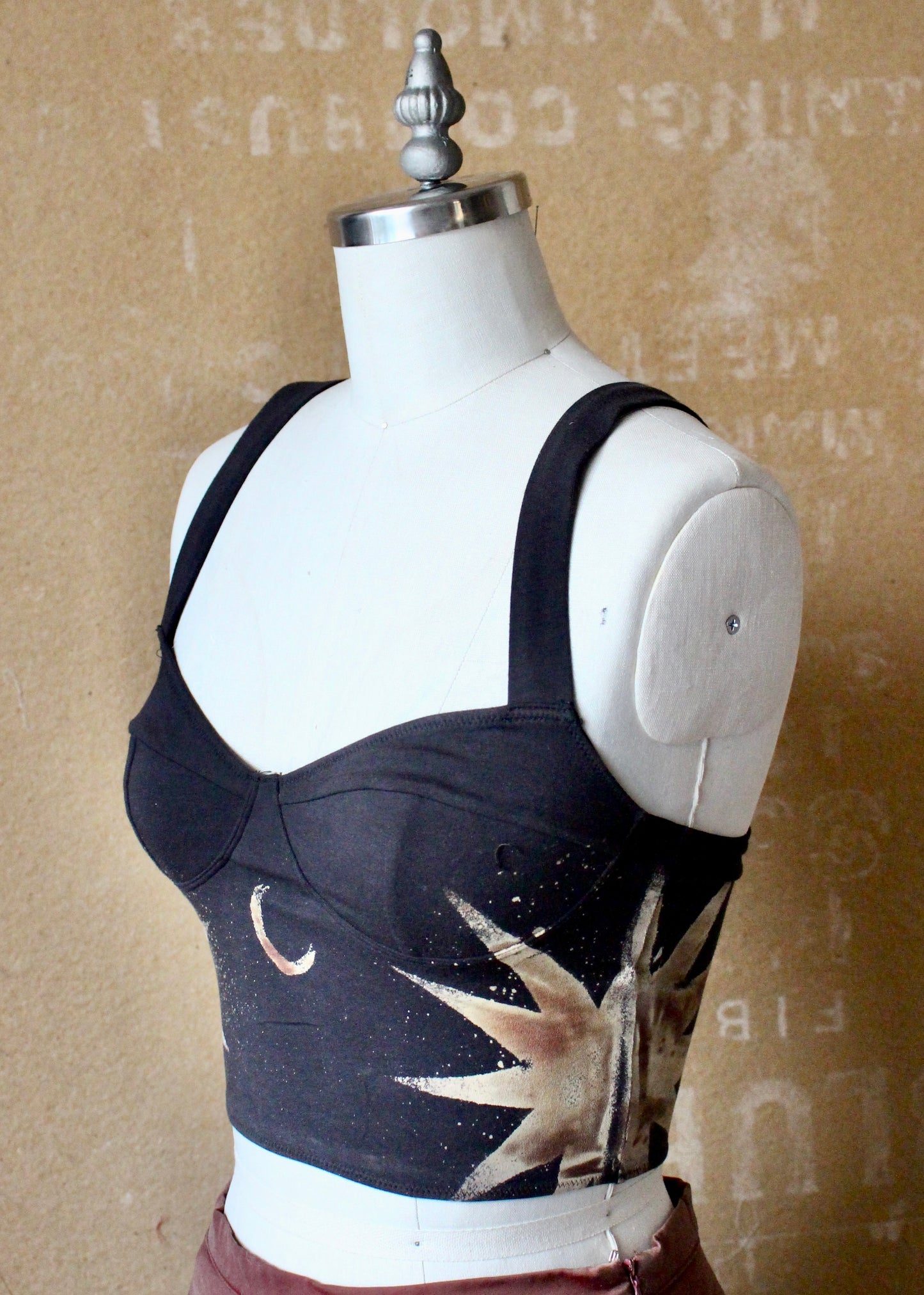 Black Star- 2 WEEK MTO (Made to Order) - Cotton Corset Bustier Pull over Tank Top- 90% Organic Cotton, 10% Elastane - 4 way stretch