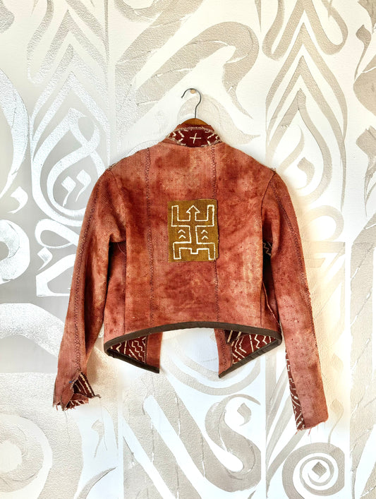 XSmall- Mudcloth Jacket 1 - Earthen Wear- Terracotta Tesselate