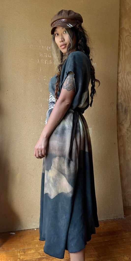Custom- Stormy Day VAriation  -  Hawk Henka Dress - Reserved for Lisa P.