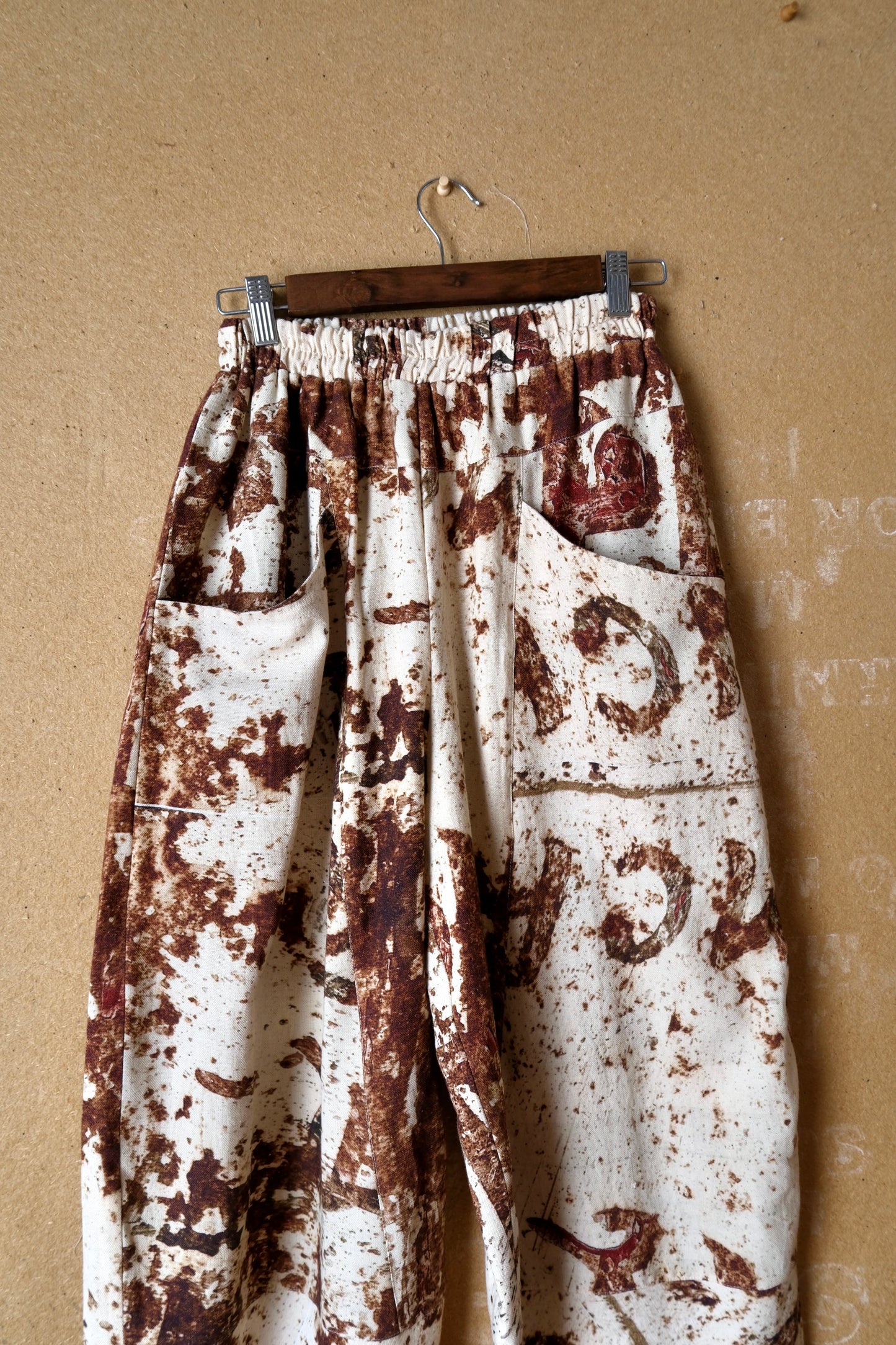 Rusty Hindi Sign - Parachute Pants -RTS- OXIDATION OF THE WORLD Collection - 100% Organic Rain fed Kala Cotton - Hand loomed