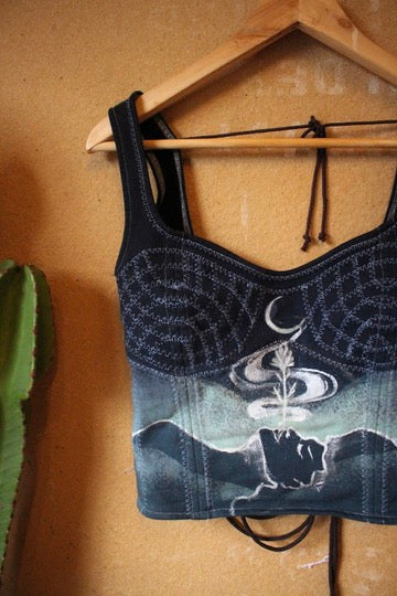 XS - Spirit of the Land Midnight Blue - Continuum Corset Top- Full Length