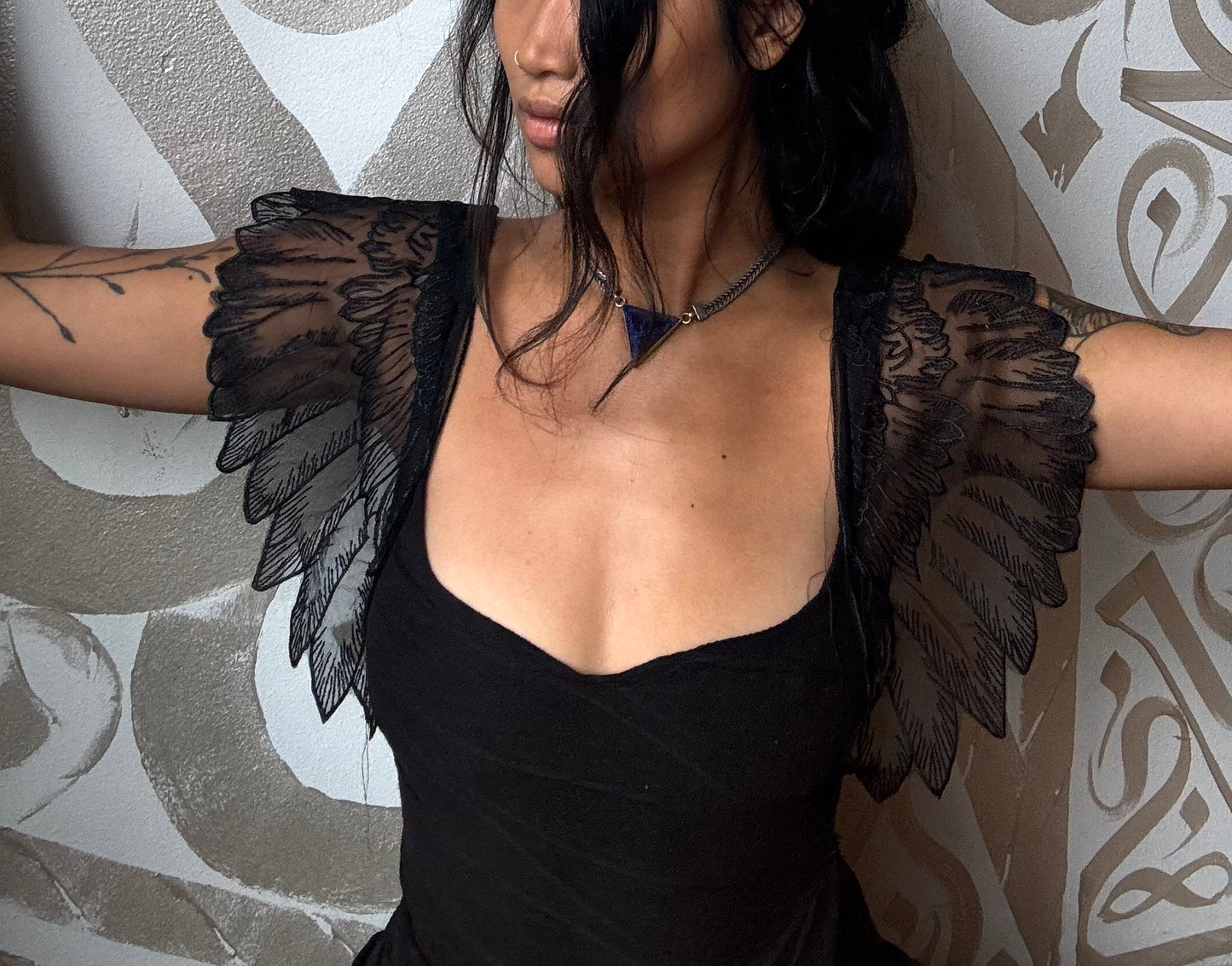 Black Moon Lilith Winged Tank Top - Sizes S/M/L- Deadstock Cotton/spandex -90% Cotton 10%Spandex-Ribbed  Limited Design