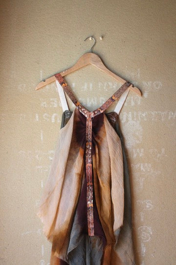 S/M- OOAK - Feather Drape Top - Reversible 100% Silk Chiffon ( deadstock)