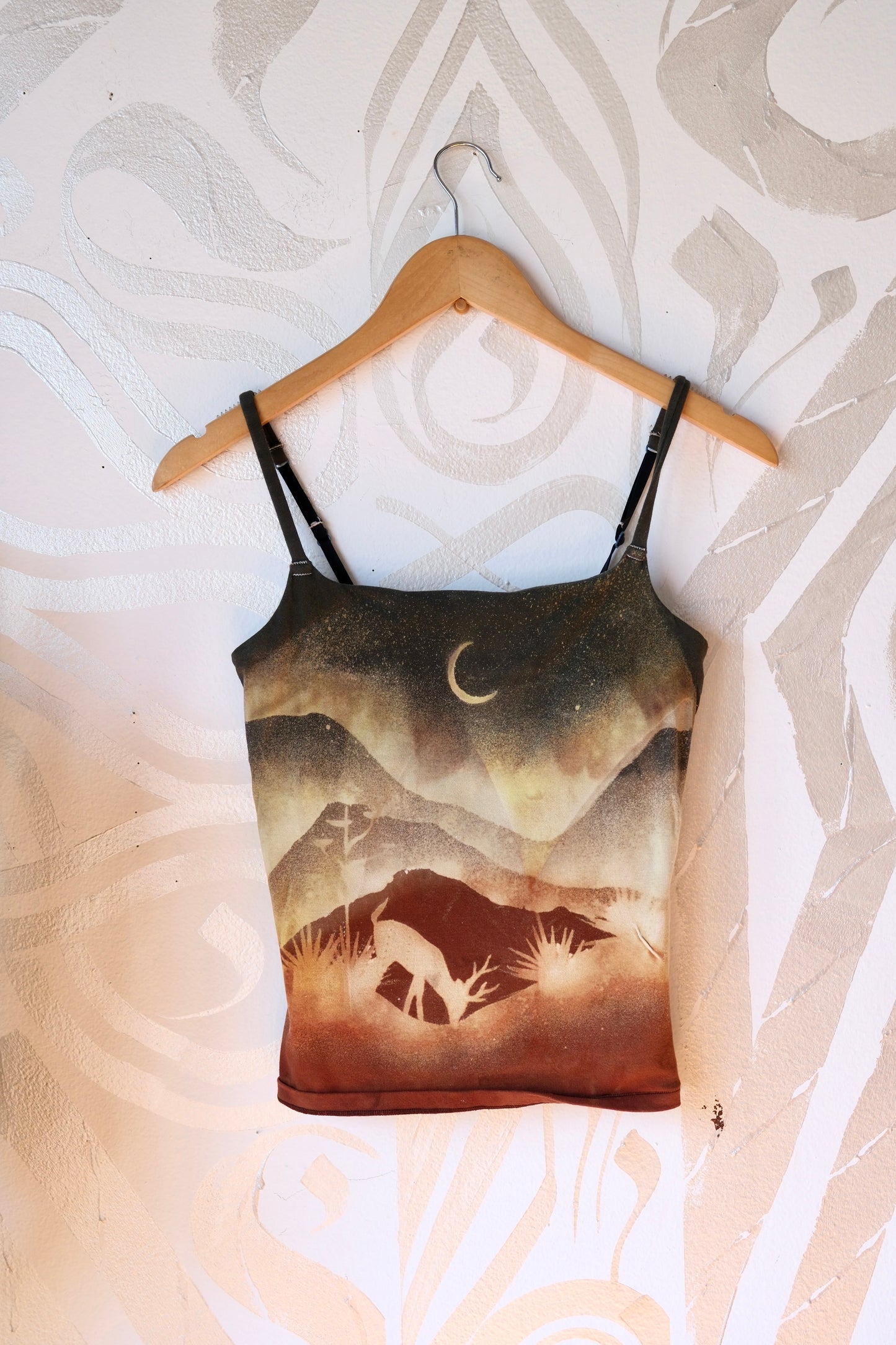 Medium-Stark Night Deer- Cami Tank Top - 91% organic cotton and 9% elastane