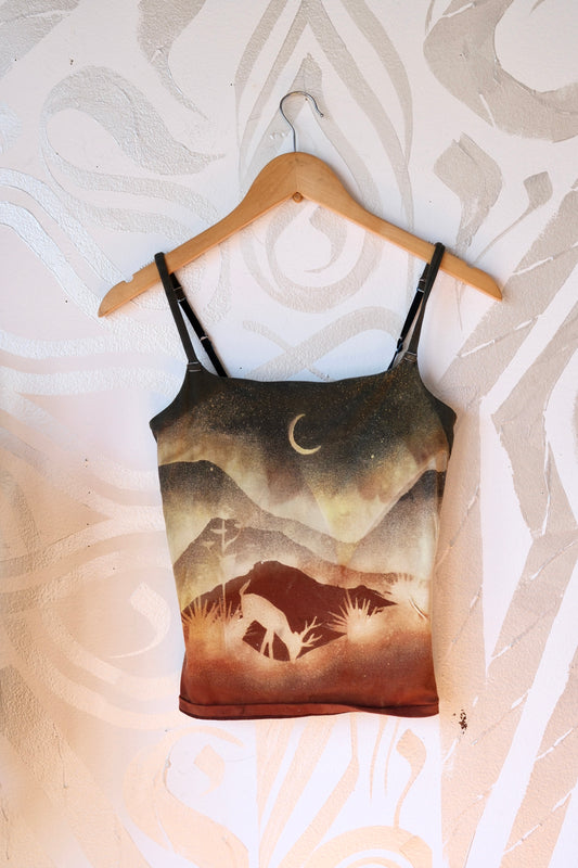 Medium-Stark Night Deer- Cami Tank Top - 91% organic cotton and 9% elastane