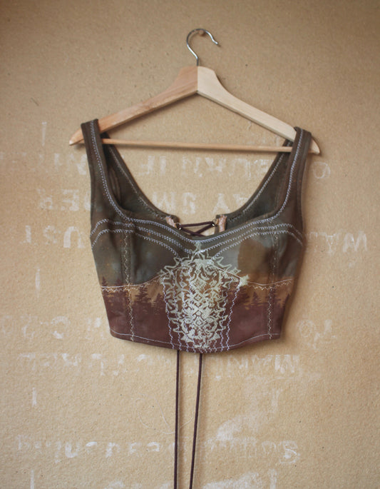 New! Small Corset- Rugspell sister corset- 100% Thick Sturdy French Terry Cotton- Deadstock fabric- Tie back