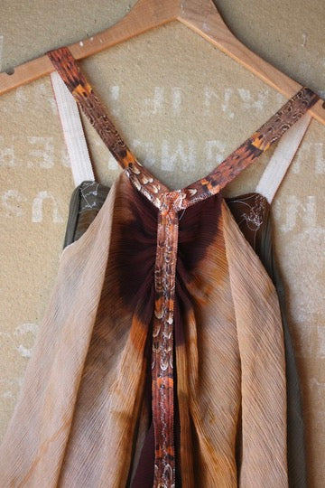 S/M- OOAK - Feather Drape Top - Reversible 100% Silk Chiffon ( deadstock)