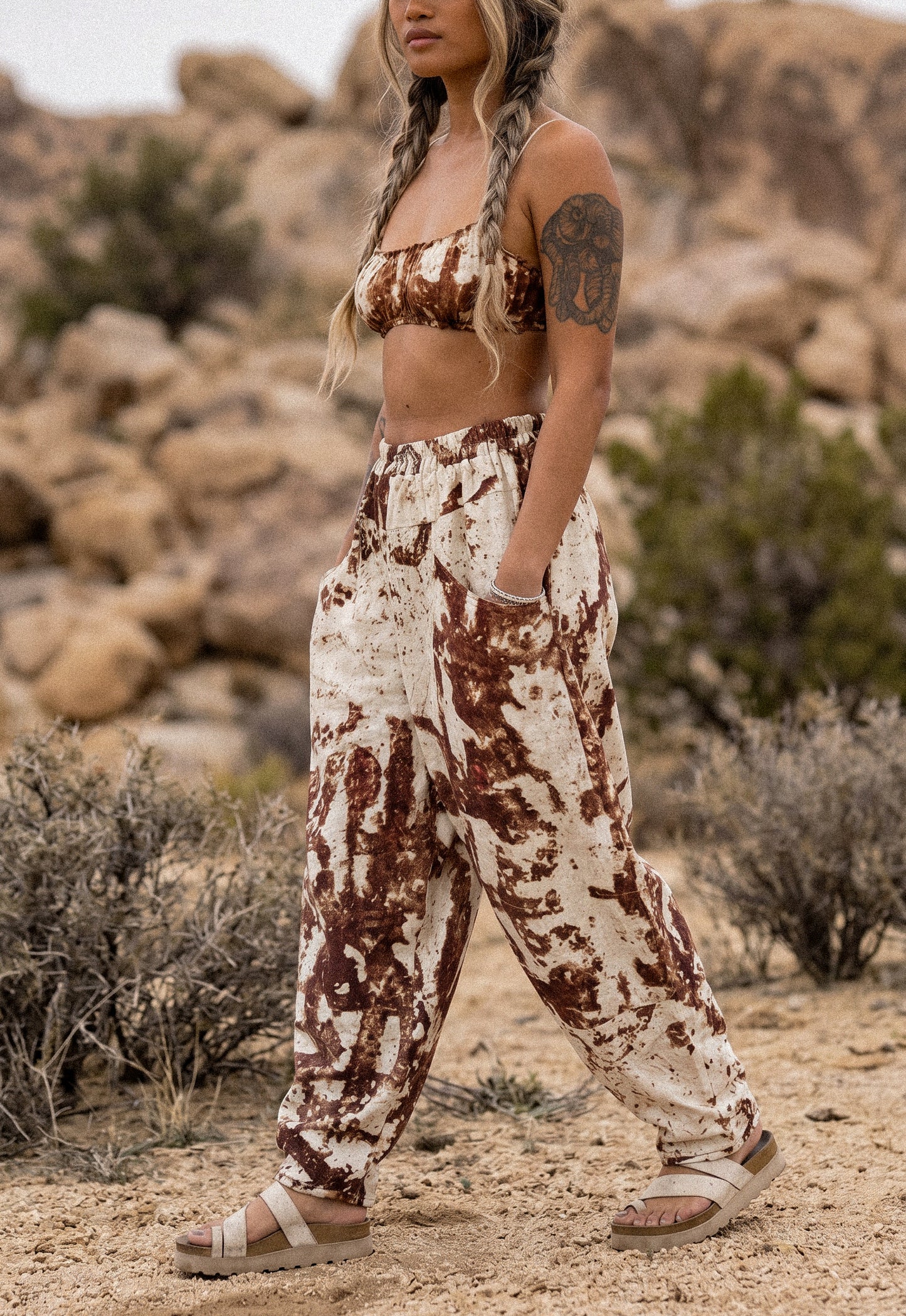 Rusty Hindi Sign - Parachute Pants -RTS- OXIDATION OF THE WORLD Collection - 100% Organic Rain fed Kala Cotton - Hand loomed