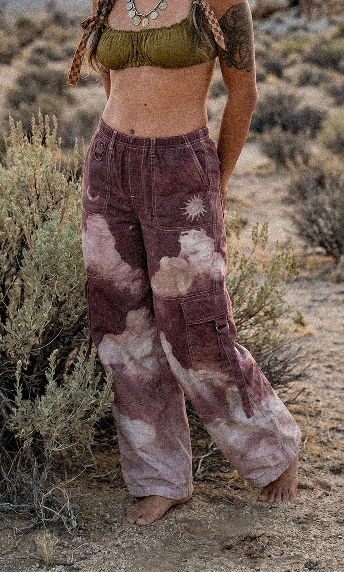 "The See you To- Mauve - O" Cloud Cargo Panta - 100%Cotton -Limited Series-  Upcycled Pants - Regenera-zhinh