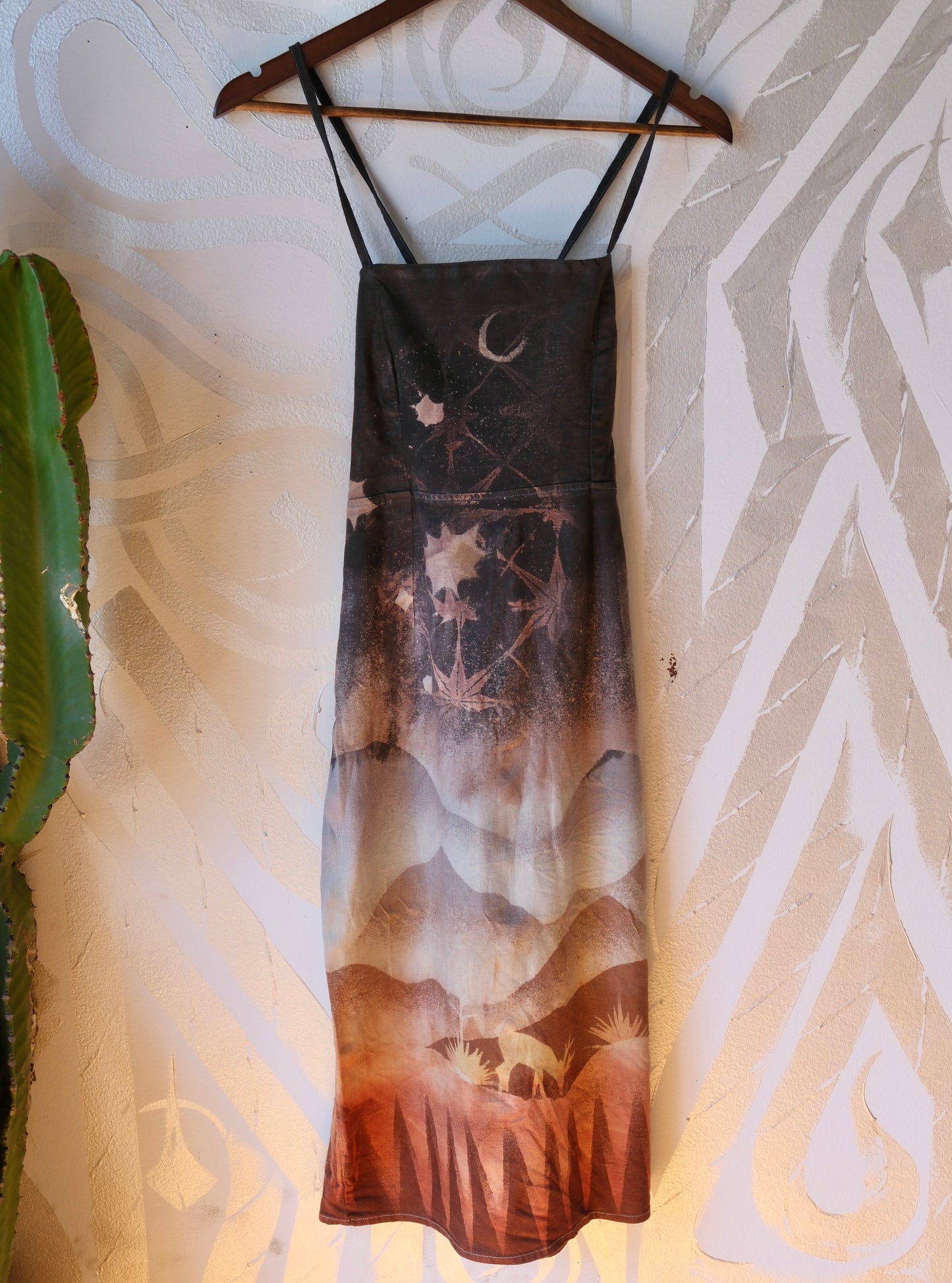 S/M -  Tesselation Overcast Sky - Dress - Tie Back & Zipper - 50% Linen  48% Rayon  2% Spndx - Adjustable Straps-Upcycled Regenerazhinh -OOAK - Recommended for Heights 5.8 ft and under