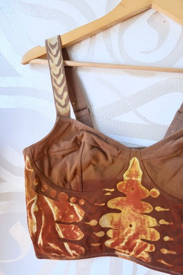 XL-Heat wave- Corset Tank Top - Handpainted OOAk Design- 91% organic cotton and 9% elastane