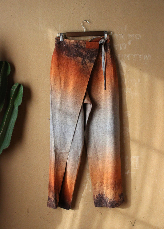 1 SMALL -Ready to Ship-New Printed Origami Pants - OXIDATION of the World - 100% Organic Kala Cotton - handwoven- Rain fed Cotton