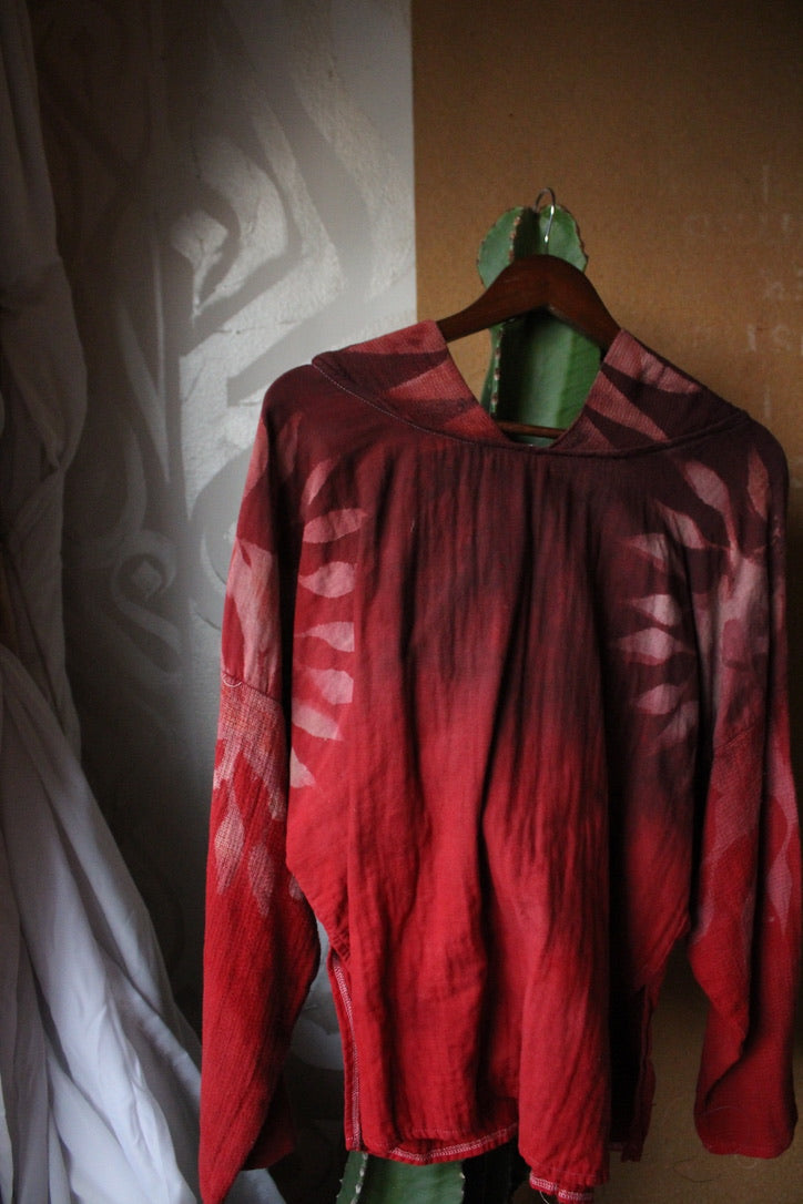 Medium - Embers LunaDala - Mountainous hood -Slouchy Long sleeve Hoodie  - Oversized Hoodie - 100% Triiple Layered heavy weight oRganic cotton Gauze - Warm - Cotton open weave sleeves and hood