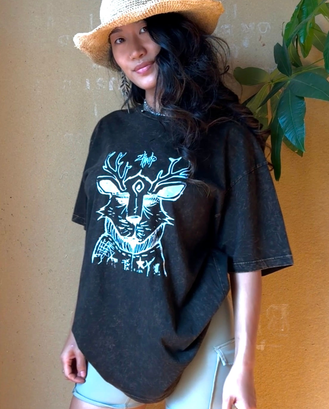 S/M/L - ROGER - Unisex Zhinh T-shirt - Dark Brown/Black Mineral Washed - Screen Printed
