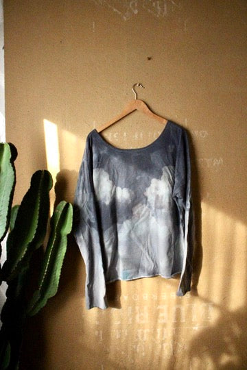 Medium- Cloudy day - Slouchy Long Sleeeve top  - 100% Organic Cotton - Deadstock