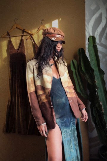 Sahara Blazer - Linen - Artist Business Proffessional Upcycled Blazer - Stitch Details