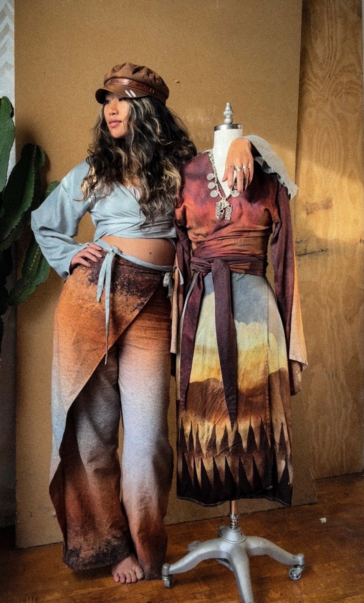 1 SMALL -Ready to Ship-New Printed Origami Pants - OXIDATION of the World - 100% Organic Kala Cotton - handwoven- Rain fed Cotton