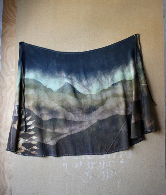 Small/Medium - OOAK Grand Risings- Lunadala Landscape Tapestry Wrap Skirt - Cotton Flower Clothing collab - 100% Cotton