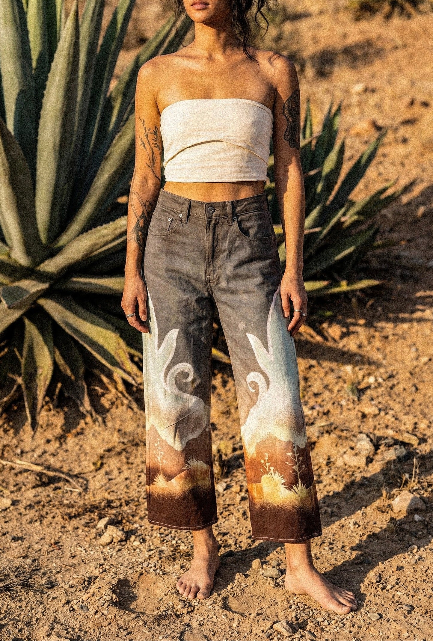 Small/Medium Size 4- Landscape - Temple Swirl -100% cotton Heavy Duty-   Regenerazhinh Upcycled Pants