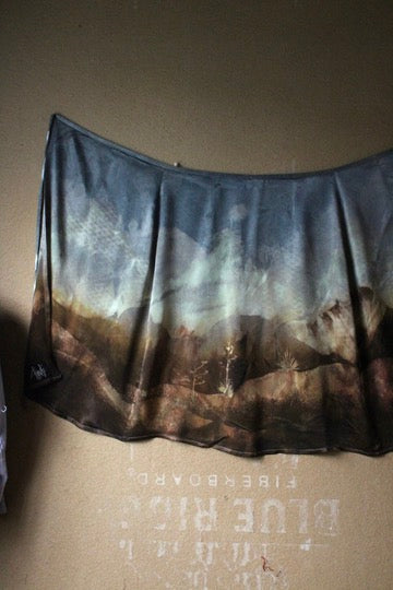 M/L - Look For the Silver Lining - Landscape Tapestry Wrap Skirt - Orange peel agricultural waste "silk"