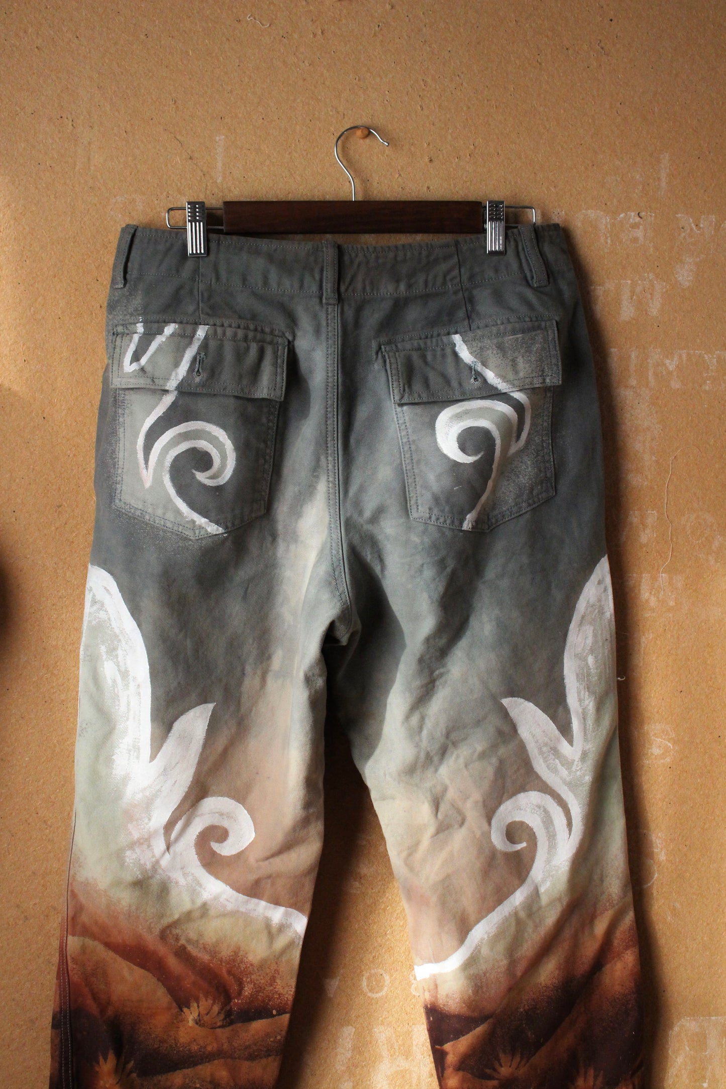 1 Pants OOAK SIZE: 10 -100% cotton Landscape - Temple Swirl - Regenerazhinh Upcycled Pants