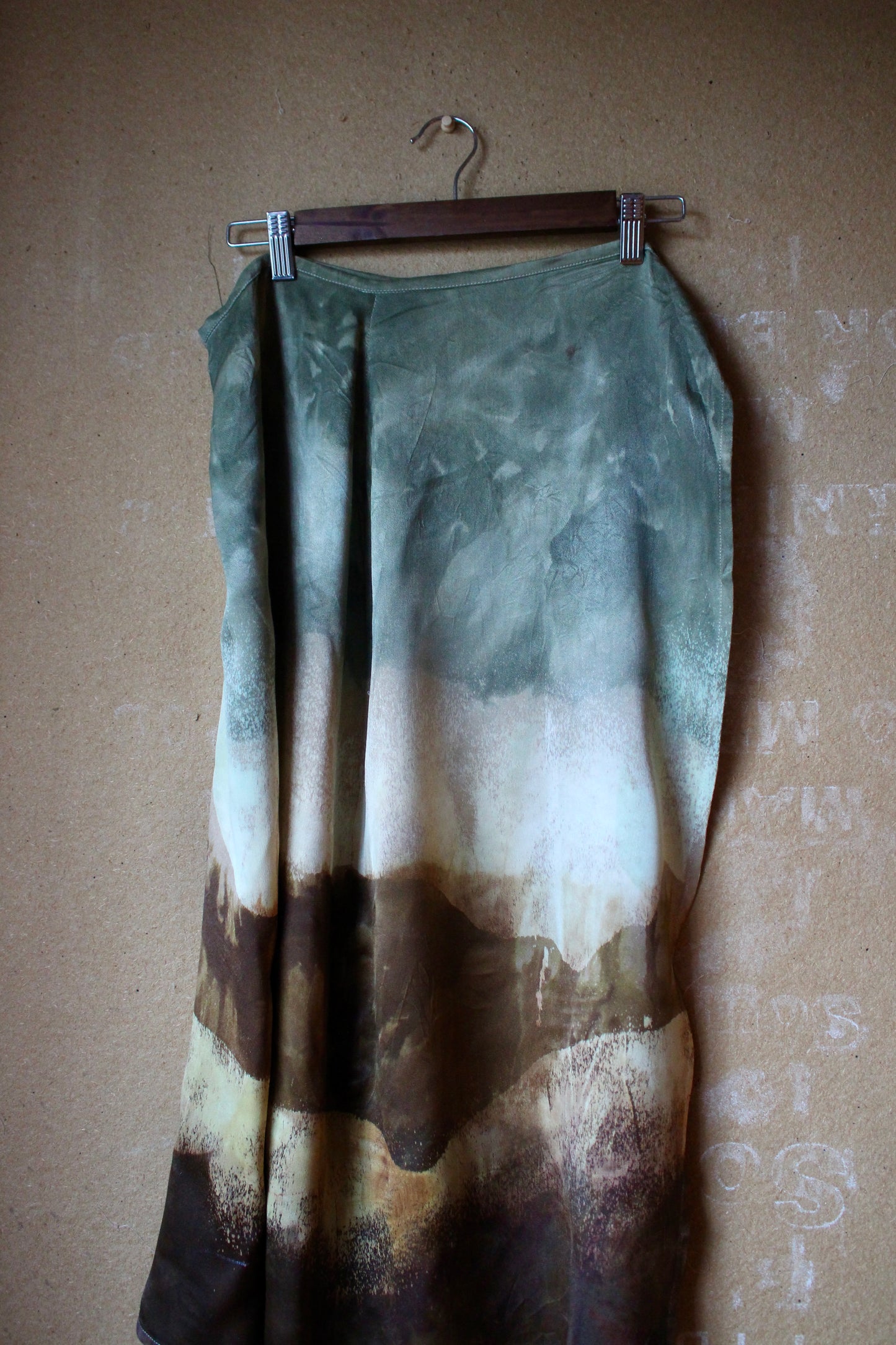 XS/S - RTS OOAK Landscape Tapestry Wrap Skirt - Made from Orange Peel Waste "Silk" Midi Skirt