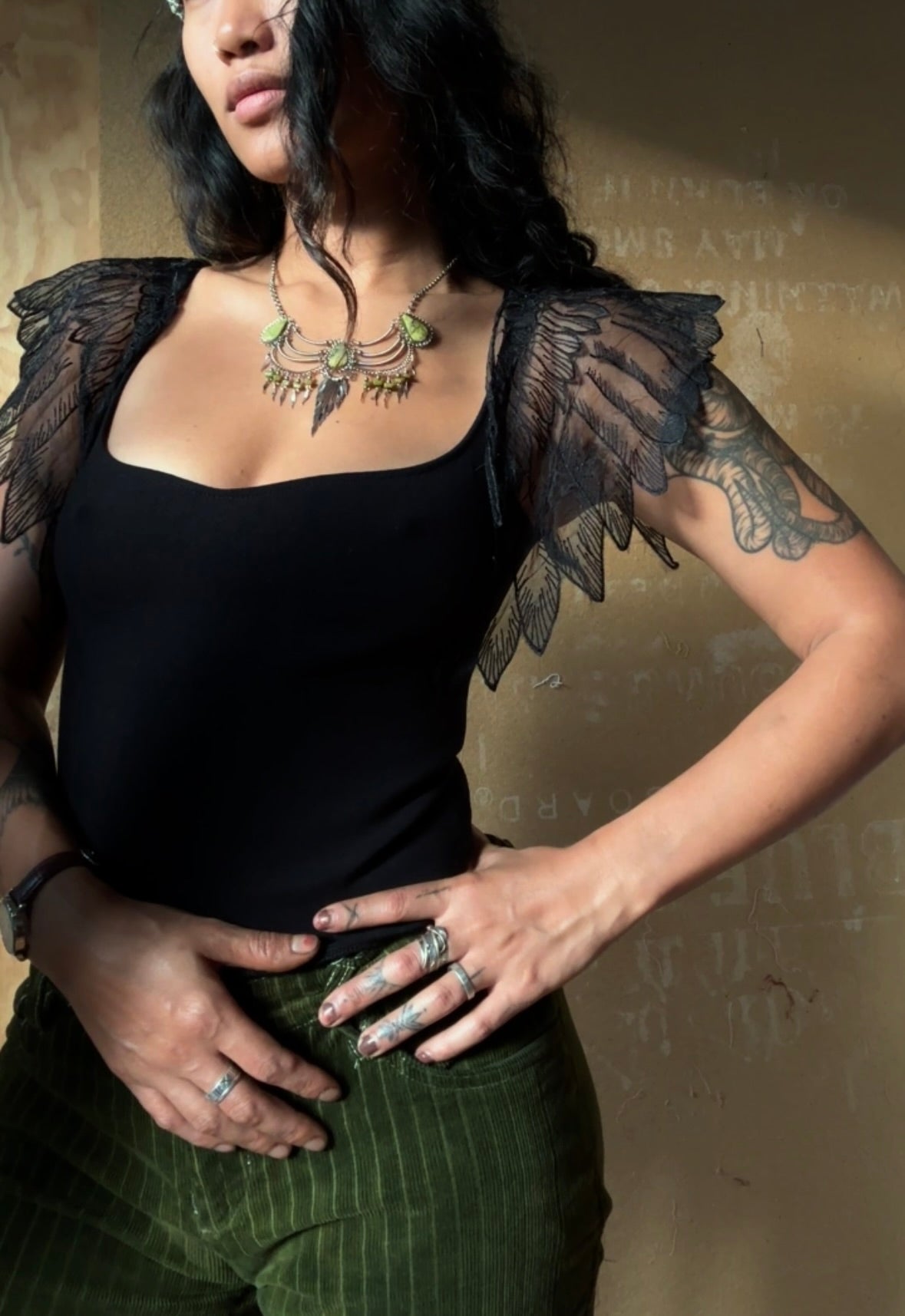 Black Moon Lilith Winged Tank Top - Sizes S/M/L- Deadstock Cotton/spandex -90% Cotton 10%Spandex-Ribbed  Limited Design