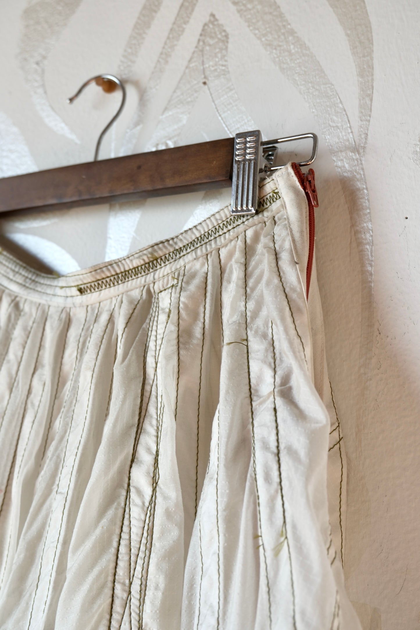 RARE White Vintage Army Parachute Maxi Skirt -Small - OOAK -RARE - Zipper