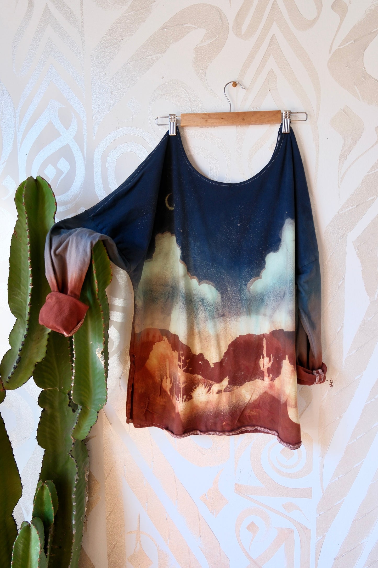 Medium - Canyon Sun Set Hike - Slouchy Long Sleeve Top -  100% Organic Cotton - BUttery Soft