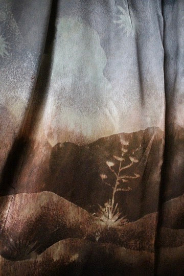 S/M - Landscape Tapestry Wrap Skirt - Orange Peel "silk"