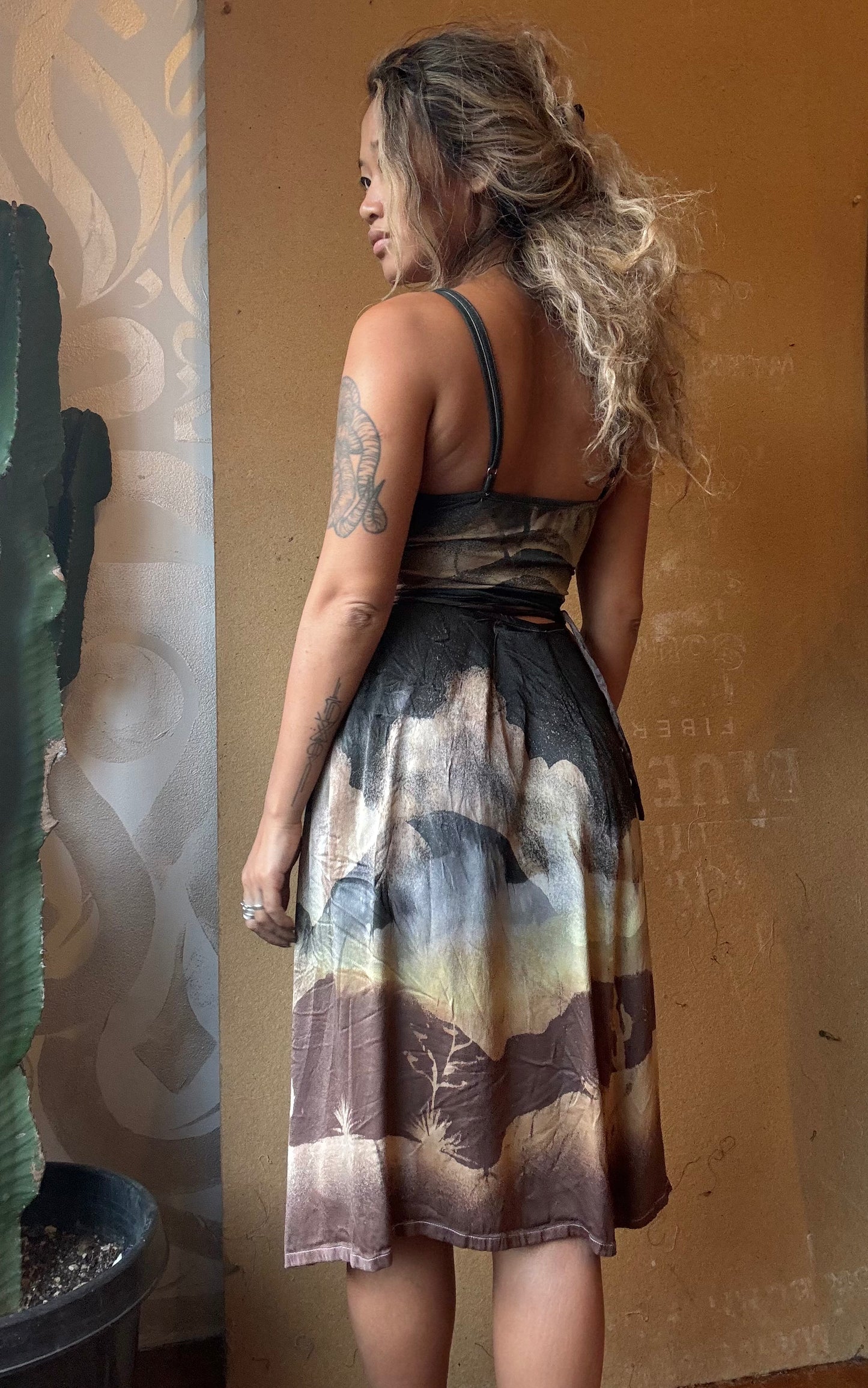 S/M Storms Coming Tapestry Wrap Skirt - Made from Orange peel cellulose waste "Silk" - Luxurious fabric - OOAK