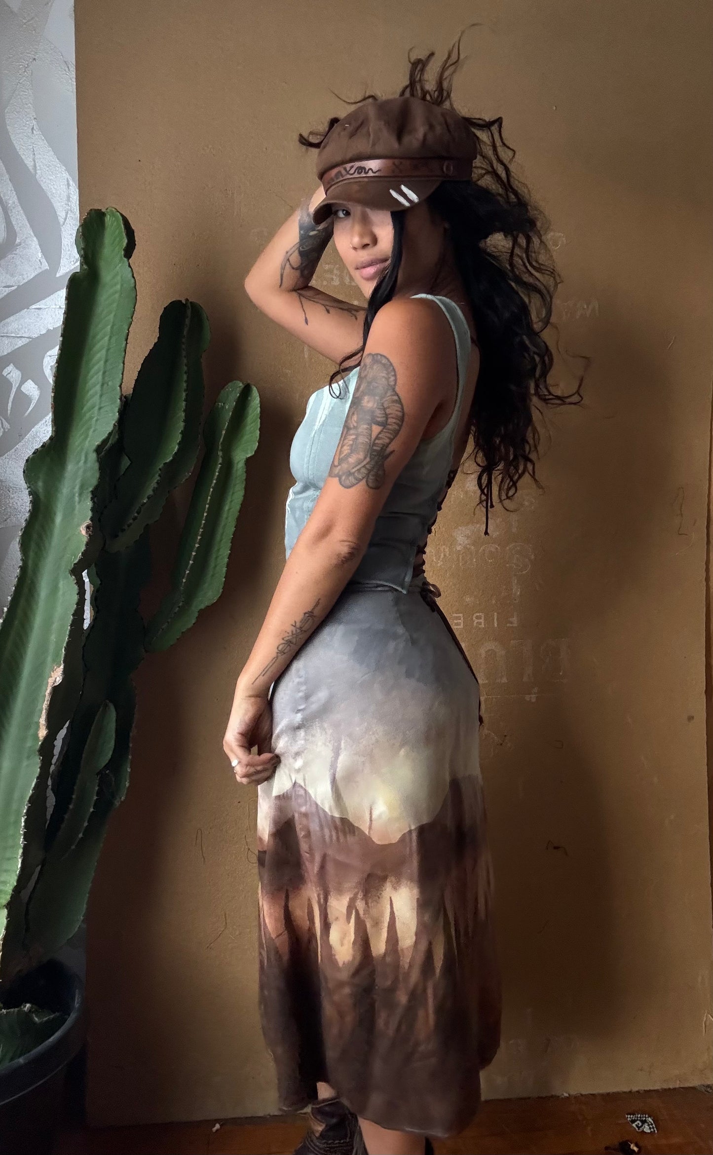 Small/Medium - Mountain Soothe Wrap Skirt - Made from Lotus agricultural Waste "silk"- vegan silk - Milky, soft, medium weight